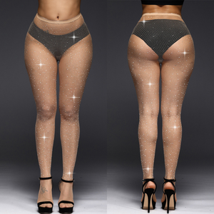 8 renkler kadınlar Rhinestone naylon parlak Fishnet seksi çorap örgü <span class=keywords><strong>tayt</strong></span> ince elmas şeffaf külotlu Bling kristaller külotlu - Product Image 2