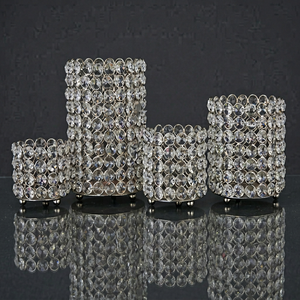 Wedding Christmas Home Decorative Nickel Crystal Handmade Eco-Friendly Votive Tea <b>Light</b> Candle Holder Set Customizable Sizes - Product Image 1