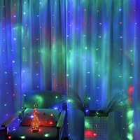 Rideau Lumineux LED 300 LED Blanc Chaud Flash 8 Modes Décoration Extérieure Étanche 3x3 Mètres Guirlande Scintillante Lumières de Fête Féeriques