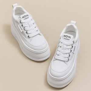 Zapatillas de Plataforma con Suela Gruesa Casuales para Mujer, Primavera Verano 2026, Novedad, con Cordones, que Aumentan la Altura, Blancas, Versátiles - Product Image 3