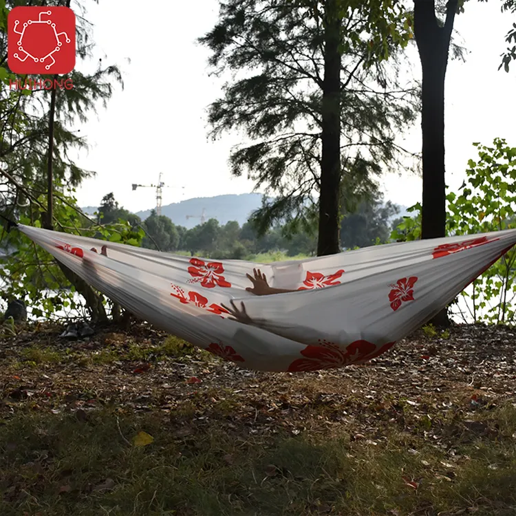 Huihong ODM double hammock amacas 140*260cm portable camping hammock with mosquito net hamak hamacas