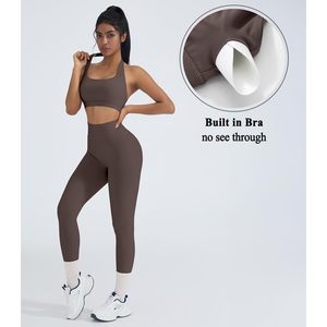 Conjunto Deportivo de 2 Piezas para Mujer, Sujetador Deportivo Halter, Leggings de Cintura Alta, Traje de Yoga sin Costuras para Gimnasio, Diseño con Efecto Push-Up - Product Image 3