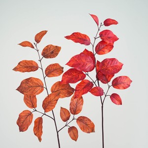 Di alta qualità autentico tocco in lattice foglia di betulla steli artificiali autunno arancio foglie rosse decorazione per la casa di nozze - Product Image 1