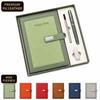 A5 Saddle Stitch Defter Kalem USB Flash Bellek Hediye Seti Özel Logo İş Kurumsal Ofis Promosyon Hediye Kutusu Toptan OEM