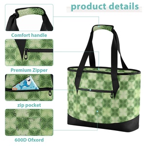 Hawaiian Green Ulu Quilt Print Cooler <b>Tote</b> Custom Design Nylon Reusable Outdoor Picnic <b>Bag</b> Portable Insulated <b>Lunch</b> <b>Tote</b> - Product Image 5