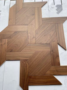 Dalles de parquet en bois de chêne blanc américain et noyer américain LongWell, forme hexagonale, emboîtables, géométriques, modernes, mates, écologiques - Product Image 3