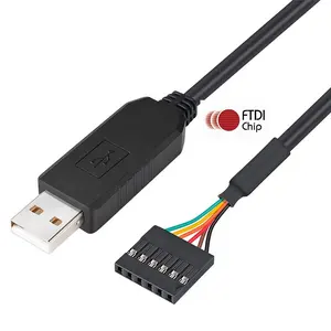 FTDI สายอะแดปเตอร์ USB To TTL Serial 5V,สายอะแดปเตอร์6ขา0.1นิ้วหัวซ็อกเก็ตตัวเมียหัว UART IC FT232RL ชิป