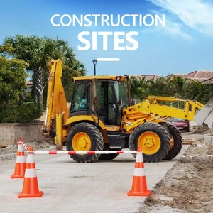 Barrière de signalisation extensible – Barrière de sécurité réfléchissante de 1,2 m à 2,1 m pour zones de construction et contrôle des foules - Product Image 3