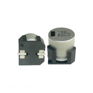 ตัวเก็บประจุแบบติดพื้นผิว220 uF ตัวเก็บ AFK227M25F24VT-F สารส้ม220 uF 20% 25V SMD - Product Image 1