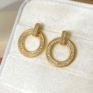 ต่างหูแบบห่วงประดับเพชรซิร์คอนชุบทอง 18K ราคาส่ง - Product Image 6