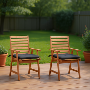 Sillas de Patio de Madera de Acacia Sólida con Cojines, Juego de Muebles de Jardín de Primera Calidad, Diseño Rústico Moderno - Product Image 2
