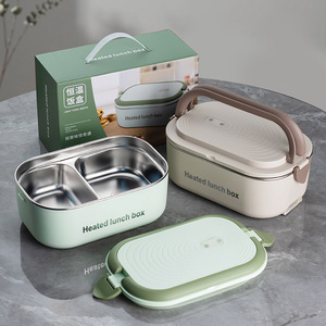 Boîte à lunch électrique chauffante isolée la plus vendue, chauffage sans eau, boîte bento à bouton-poussoir, alimentation CA, acier inoxydable 304 - Product Image 1