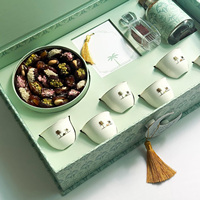 Boîte Cadeau Luxe Chocolat Dattes Magnétique Personnalisée Papier Vert Palmier Ramadan Aïd Tasse à Café Tasse à Thé Biscuits Noix Coffret Emballage Cadeau
