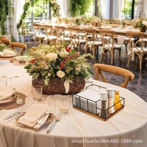 Wooden Kitchen Napkin Holder Iron Wood <b>Combined</b> <b>Square</b> 4-7 Compartments Multifunction Storage Tray Standing Type - Product Image 2