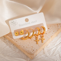 Anting-anting Baja Tahan Karat Motif Bunga, Ular, Kupu-kupu, Anting-anting Bentuk Hati, Anting-anting Salib, Anting-anting Stud