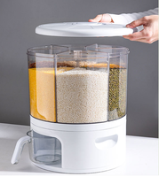 Conteneur de stockage de riz et de céréales moderne, pliable, en plastique, écologique, résistant à l'humidité, à 6 compartiments, bacs rotatifs, capacité de 3 à 6 L