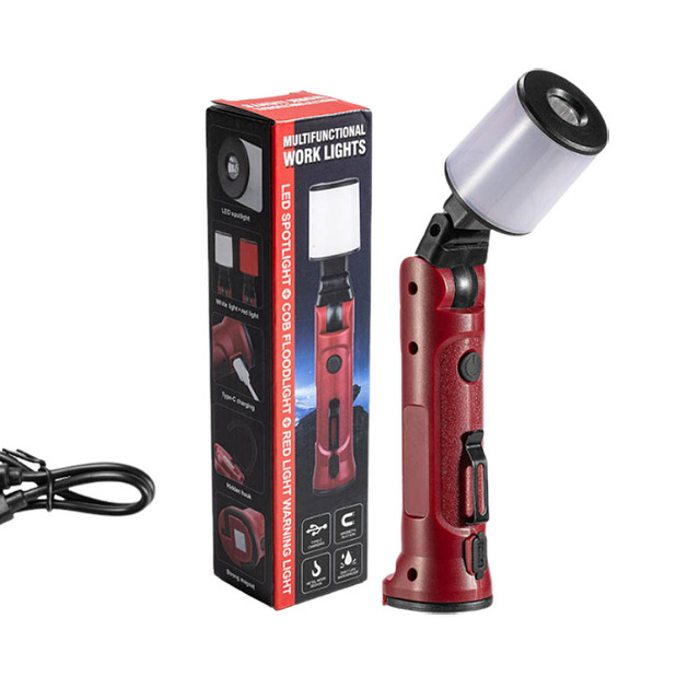Cross-border Multi-function 180 Rotating LED Work/maintenance Light Strong Magnetic Adsorption USB Type-C Fast Charging High