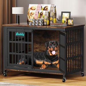 <strong>Dog</strong> Crate Furniture with Name Tag, Heavy Duty <strong>Dog</strong> <strong>Kennel</strong> Indoor for <strong>Large</strong> <strong>Dogs</strong>, Escape-Proof and Chew-Proof <strong>Dog</strong> Cage - Product Image 1