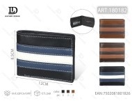 Portafoglio da uomo JD da 7 pollici in materiale PU a righe con chiusura pieghevole, portafoglio corto, confezione regalo - Product Image 1