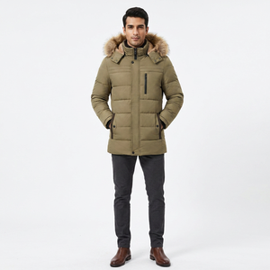 Nouvelle conception de parka en toile pour homme, veste décontractée chaude d'épaisseur standard, à capuche, imperméable, coupe-vent uni avec logo frontal - Product Image 1