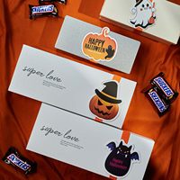 Boîte cadeau pliante personnalisée pour Halloween avec insert pour bonbons et autocollant motif citrouille chauve-souris pour emballage de fête, boîtes à biscuits personnalisées