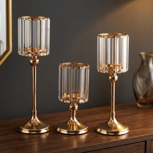 New Arrival Gold Crystal Elegant Luxury Candle Holder Set <b>Tall</b> Metal Candlestick Stand Wedding <b>Table</b> Centerpiece Home Decor - Product Image 4
