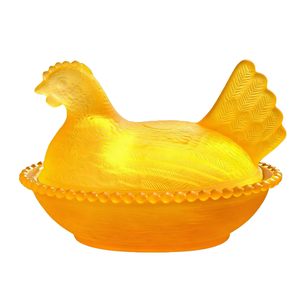Stoples Permen Bentuk Ayam Kaca Vintage Warna-warni, Wadah Penyimpanan Dekoratif untuk Dapur Rumah - Product Image 1