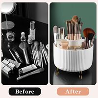 Support de Rangement Rotatif à 360° en Plastique pour Pinceaux de Maquillage et Soins de la Peau, Idéal pour Coiffeuse et Comptoir de Salle de Bain (Vente en Gros)