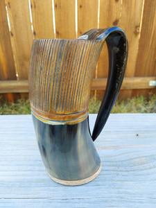 Corne à boire viking avec support en métal, corne à boire de la meilleure qualité, corne alimentaire, mariage, maison, hôtel - Product Image 3