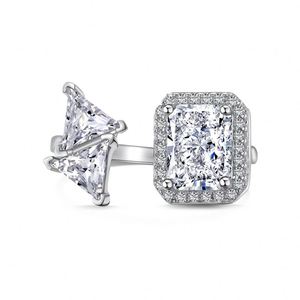 Dylam Top End S925 <b>Silver</b> Fine Jewelry Ice Out Cut <b>Adjustable</b> Halo Eternity Diamond 2ct 5A Cubic Zirconia Wedding Bridal <b>Ring</b> - Product Image 1
