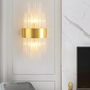 Lampe murale à LED en verre pour couloir, décoration d'intérieur moderne design, corps en cristal avec acier, certifié UL, salon, chevet, hôtel - Product Image 1