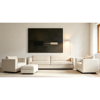 Ensemble de canapés modulaires sectionnels modernes en tissu rembourré pour salon avec fauteuil et ottoman