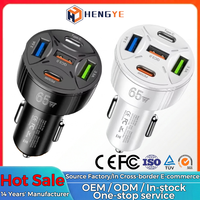 Protection OTP 5 en 1 Chargeur de voiture USB multifonction 3.5A PD 30W Chargeur rapide Type C 65W Chargeur de voiture 5 ports USB