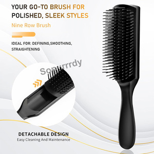 Brosse à cheveux personnalisée avec logo, brosse à cheveux plate pour hommes et femmes, brosse à cheveux ronde pour chignon et peigne à queue de rat, ensemble de brosses et peignes à dents larges pour le coiffage - Product Image 3