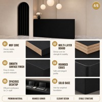 Bureau de réception moderne et durable en placage MDF, plusieurs couleurs au choix, personnalisable, poste de travail commercial pour hôtel et bureau