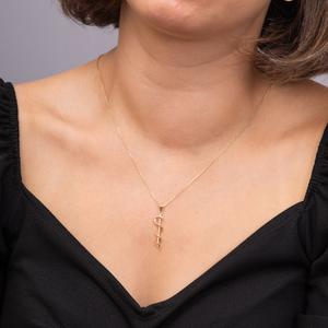 उपहार नर्सों के लिए डॉक्टरों 18K सोना मढ़वाया Caduceus दवा के प्रतीक, हीलिंग प्रतीक साँप लटकन हार - Product Image 6