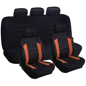 Car Interior Accessories Universal 9pcs single mesh black with orange color car seat covers