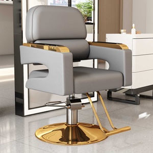 เก้าอี้ตัดผมโลหะระดับไฮเอนด์แบบใหม่ เก้าอี้ทำผมดัด/ย้อมสี หมุนได้ 360 องศา/ปรับเอนได้ สไตล์วินเทจยุโรป สำหรับร้านตัดผม - Product Image 5