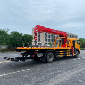 Sinotruk HOWO 4x2 <b>Flatbed</b> Recovery <b>Truck</b> with 6.3 Ton Crane Slidebed Wrecker Boom Crane Tow <b>Truck</b> - Product Image 4
