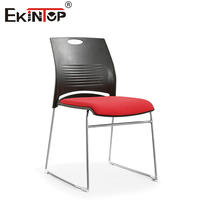 Chaise empilable en plastique rembourrée Ekintop, cadre métallique, sans accoudoirs, pour bureau et conférence – Offre Spéciale