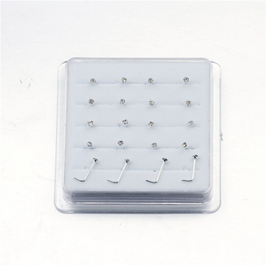 20Pcs/Box L-Shape <strong>Nose</strong> Rings Round CZ Prong Setting L Bone <strong>Nose</strong> <strong>Studs</strong> 2MM 3MM 4MM <strong>Nose</strong> Piercing Set Wholesale - Product Image 3