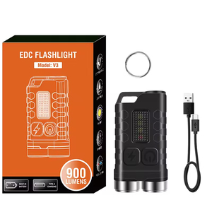 1000 Lumens EDC Mini Rechargeable Aluminum Alloy <b>Flashlight</b> 12 Modes Multifunctional Pocket UV <b>Red</b> Line Light - Product Image 1