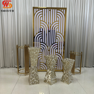 SMOOTH <b>Mirror</b> Gold Stainless Steel Carved Backdrop Luxury Wedding Entrance Decor Freestanding Geometric <b>Arch</b> - Product Image 3