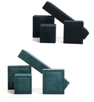 Grün Blau Elegante quadratische und ovale Samts chmuck Aufbewahrung boxen für Ring Anhänger Armband Aufbewahrung display Verpackungs box