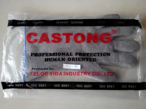 CASTONG Găng Tay Làm Việc An Toàn Chịu Nhiệt 200 Độ C Vải Dệt Kim Polyester Màu Xám Dùng Để Hàn