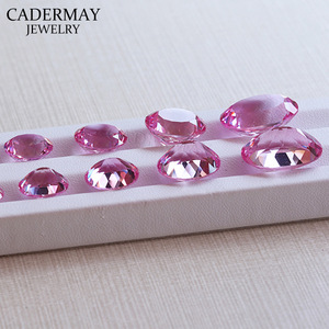 Cadermay Pink Synthetic Gemstone Oval Loose Stone For Jewelry Making 7x9mm To 12x14mm - Product Image 2
