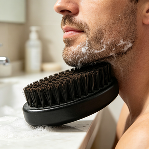 Spazzola per Barba in Setole di Cinghiale Curva in Legno di Faggio Nero per Uomo con Setole Rigide per la Cura della Barba e le Onde dei Capelli - Product Image 5