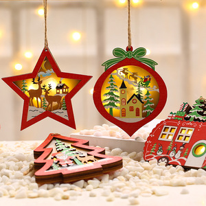 Christmas decorations, Christmas <b>tree</b> ornaments, wooden colorful <b>light</b>-<b>up</b> ornaments, Christmas <b>tree</b> decorations, small gifts - Product Image 3