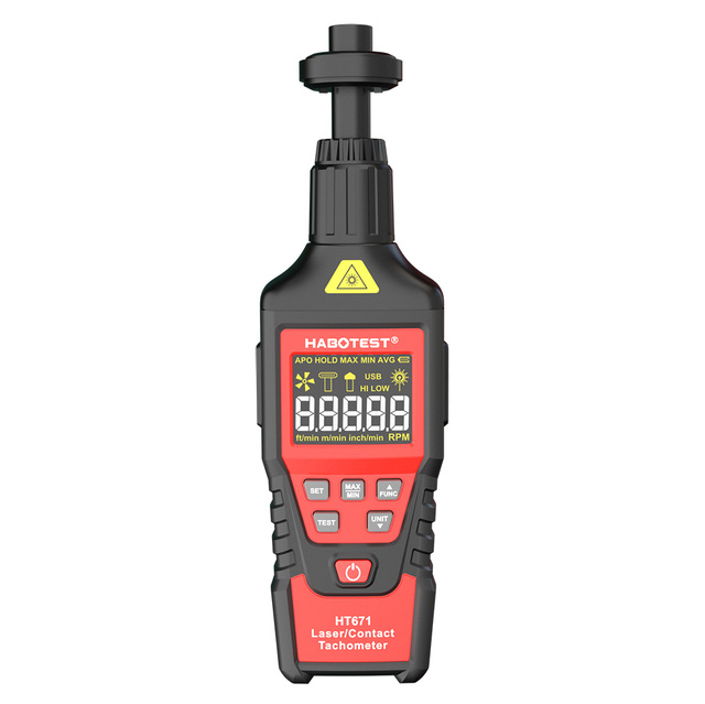 HABOTEST HT671 2-in-1 Contact Digital Tachometer Speedometer 99999RPM IP65 Protection -20C~50C Operating Temp Testing