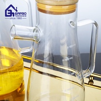 Bouteille à huile en verre borosilicaté de haute qualité 1000 ml, récipient de stockage alimentaire en verre, pot à huile en verre irrégulier avec décalcomanie de graduation